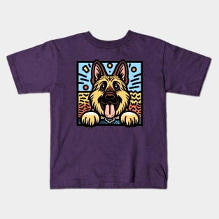 German Shephard Cartoon Kids T-Shirt